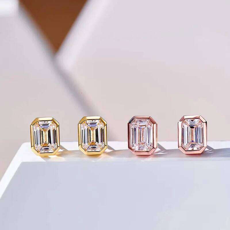Huitan Fashion Contracted Style Stud Earrings Trendy Women Color/Rose Gold Color Bright Zirconia Accessories for Daily Life H260309-image-1096881861