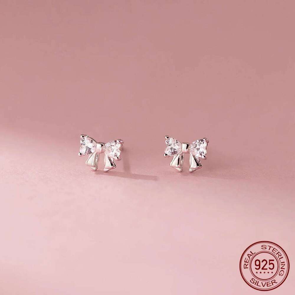 La Monada Knot Womens 925 Ear Piercing Simple Butterfly Zircon Small Silver Stud Earrings Girls Women Cute H260309-image-1096882888