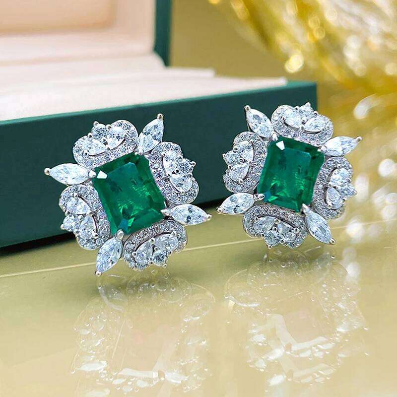 Huitan Gorgeous Green/Red Cubic Zirconia Stud Earrings Women for Wedding Engagement Party Temperament Elegant Female Jewelry New H260309-image-1096881822