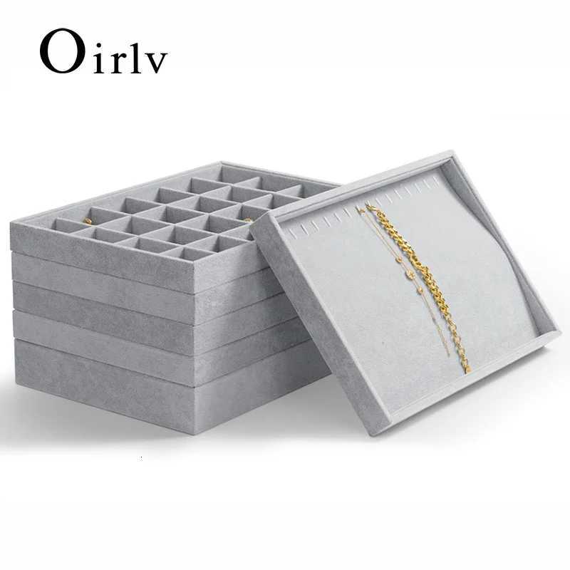 Oirlv 24 Grid Ice Velvet Jewelry Tray Stackable Jewelry Tray for Ring Earring Necklace Bracelet Storage Display C260309-image-1096800990