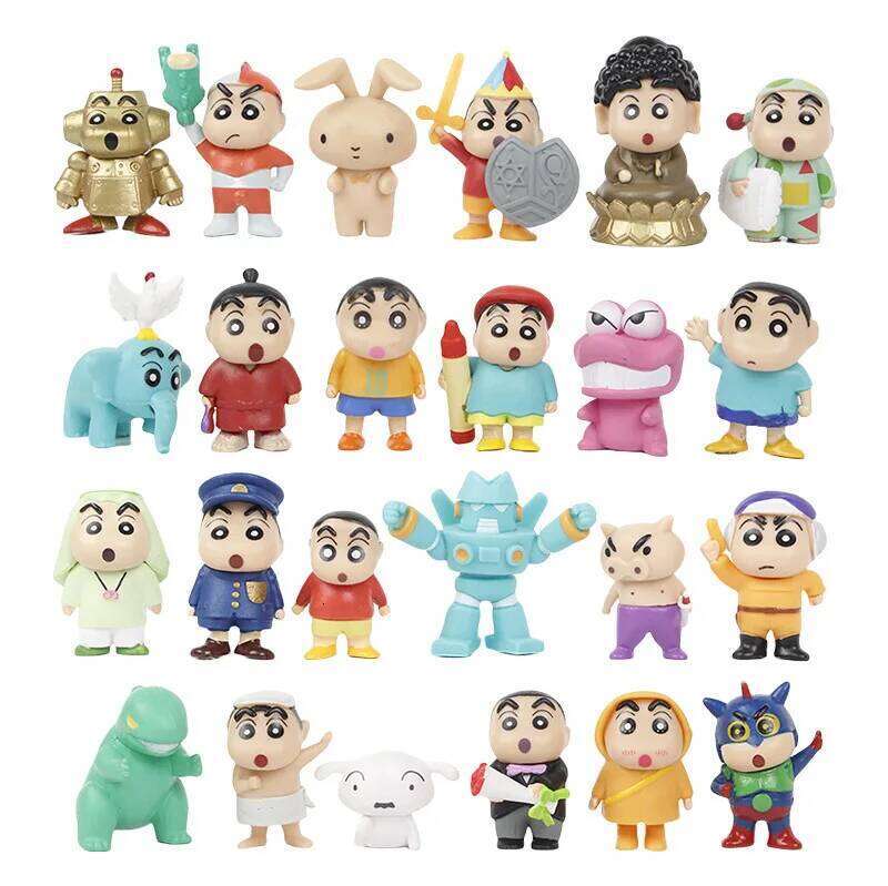 24pcs/set Anime Crayon Shin-chan kawaii Mini Micro landscape Desk Decor Action Figure PVC Mode Toy Car ornament Collection Gifts C260309-image-1096840598