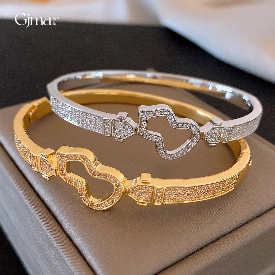 Marque Designer Bijoux Nouveau Style Chinois Zircon Creux Gourde En Forme De Bracelet Rond À La Mode Exquis Et Unique bracelet Lumière De Luxe Av