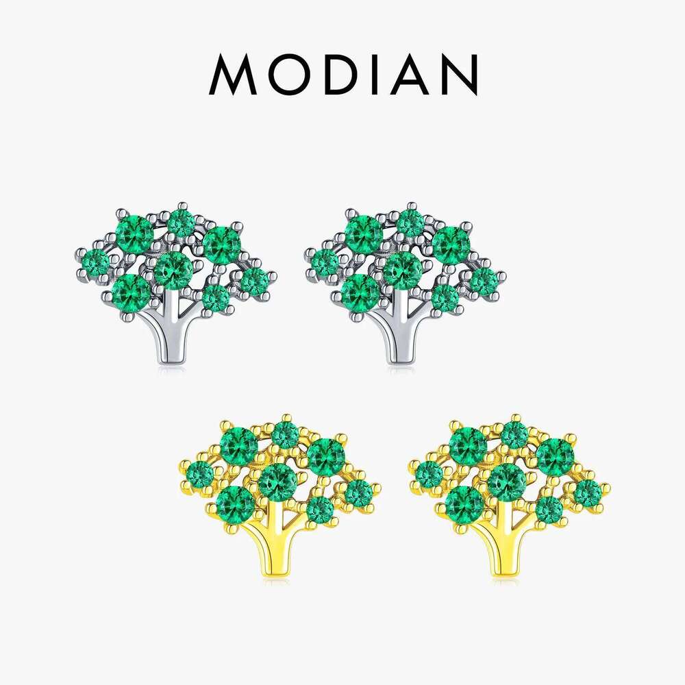 Modian Simple Cute Brocoli Small Ear Studs Pure 925 Sterling Silver Tiny Fashion Stud Earrings For Women & Kids Fine Jewelry H260309-image-1096883824