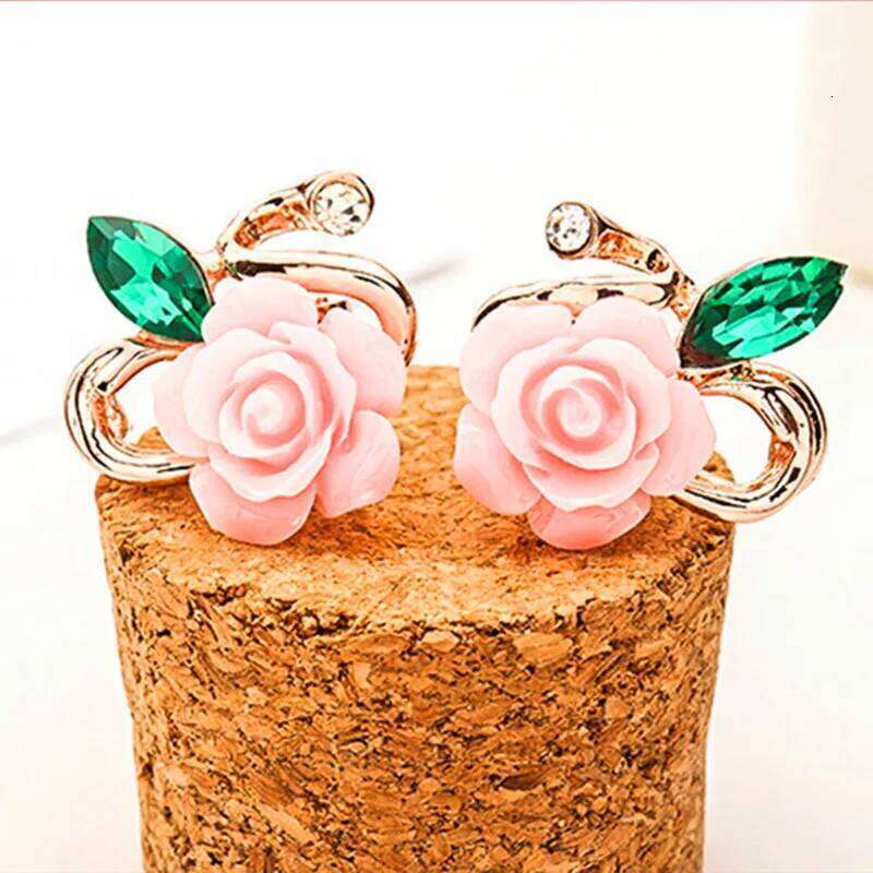2021Korean Version Of The Lady Resin Rose Foreign Trade New Ear Jewelry Wholesale Flower Earrings H260309-image-1096882102