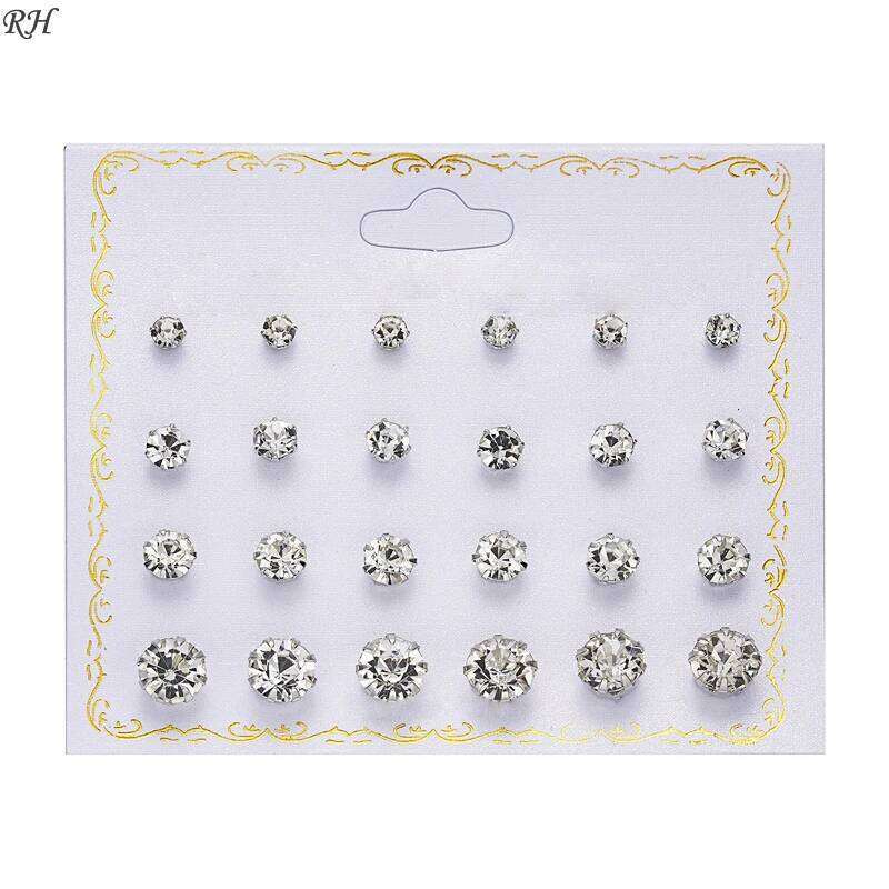 12 pairs/set Crystal Simulated Pearl Earrings Set Women Jewelry Accessories Piercing Ball Stud Earring kit Bijouteria brincos H260309-image-1096881643