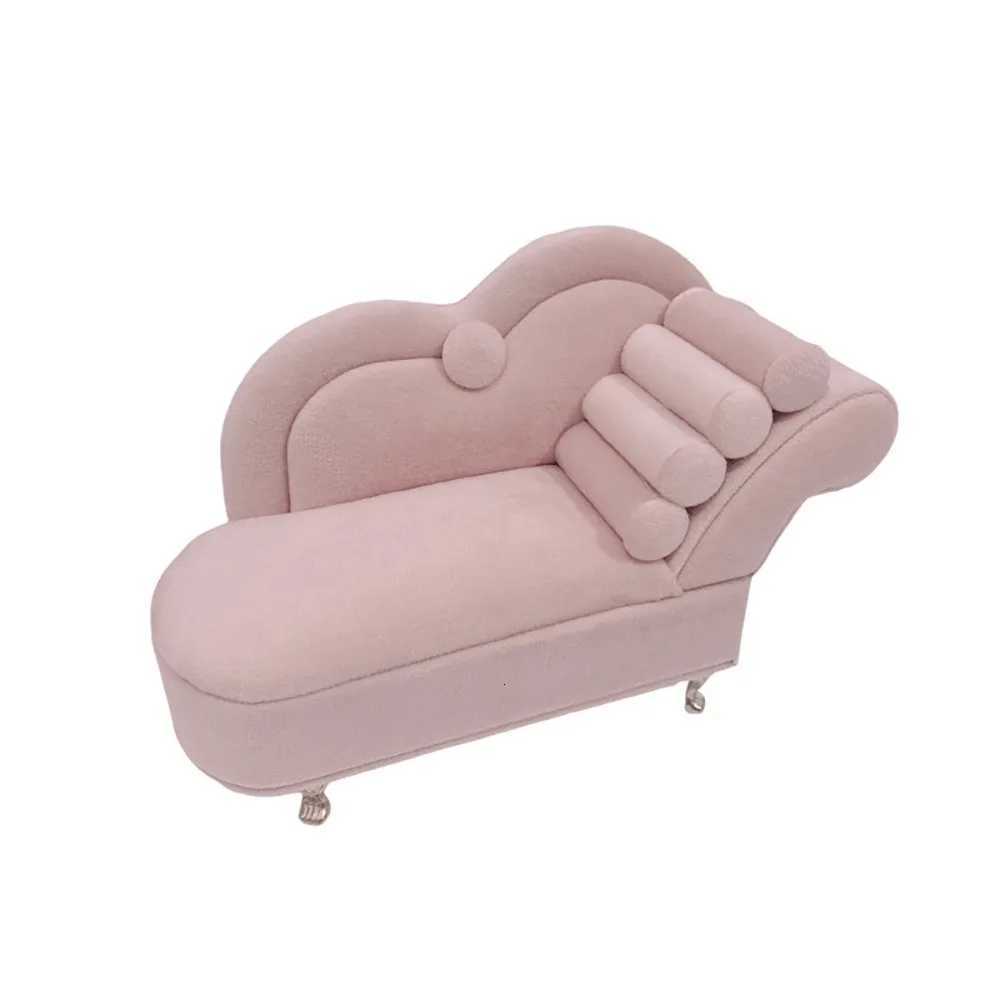 Dutch Velvet Sofa Shaped Jewelry Box Bracelet Pink Mini Couch Earrings Ring Display Stand with Mirror Elegant House Furniture C260309-image-1096801404