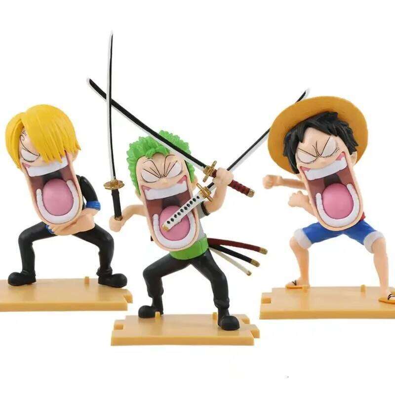 3-piece set One Piece Hungry Trio, Captain Sanji, Monkey D. Luffy, Roronoa Zoro, anime fun action figure model, collectible toy C260309-image-1096841177