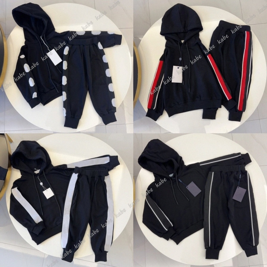 kids toddler Hoodies pants set hoodie sets summer clothing set boys girls clothes baby Children two piece set black size 90-150 V3i7#-image-1096831585