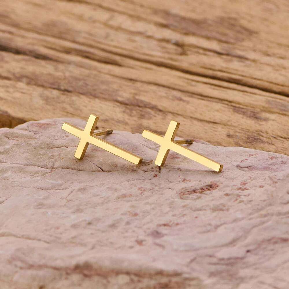 Punk Big Cross Stainless Steel Stud Earrings for Men Women Vintage Hip Hop Piercing Ear Jewelry Accessories Unusual Gift H260309-image-1096882053