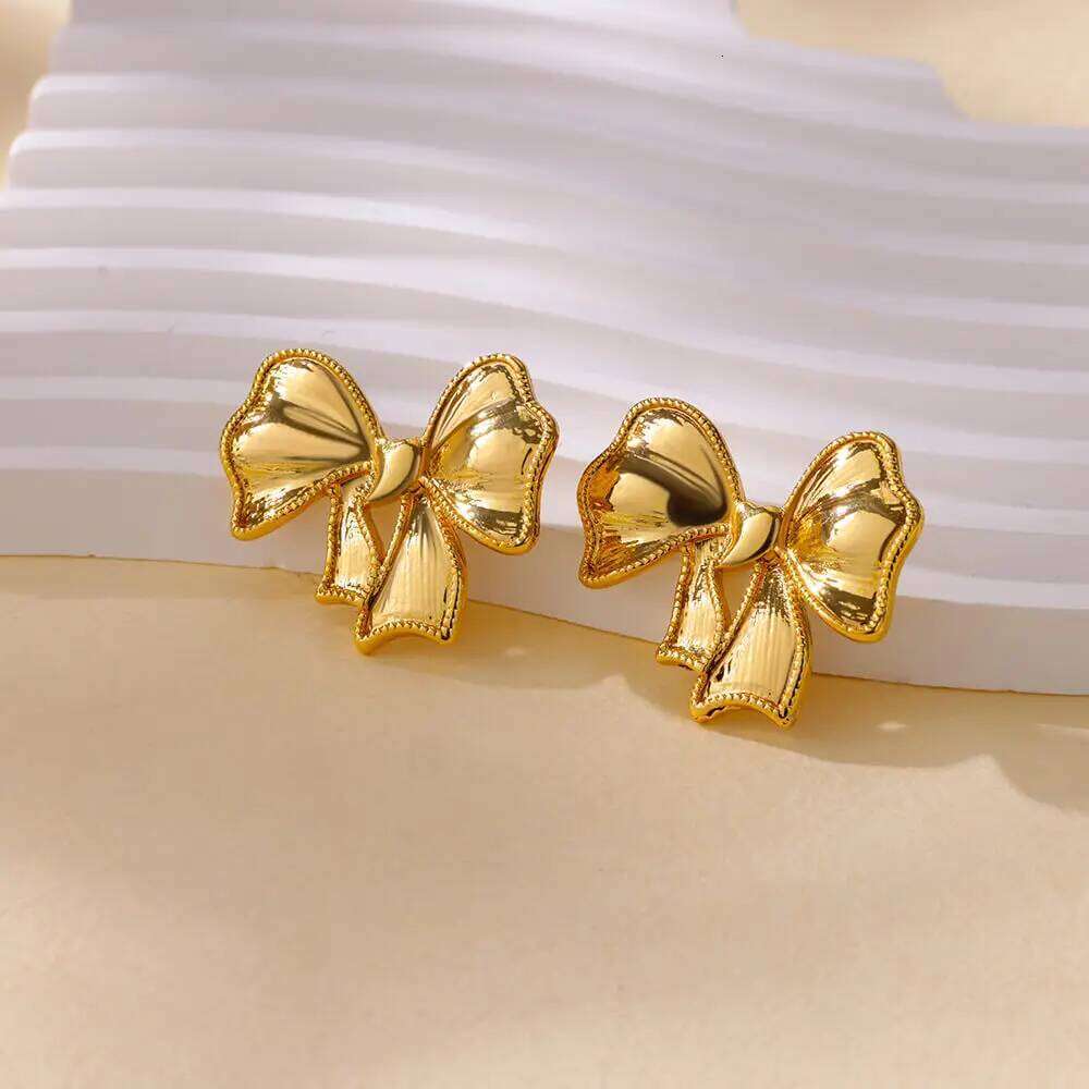 Bow Stainless Steel for Women Creative Bownot Wedding Stud Earrings Trendy Banquet Jewelry Gifts BFF mujer H260309-image-1096881667