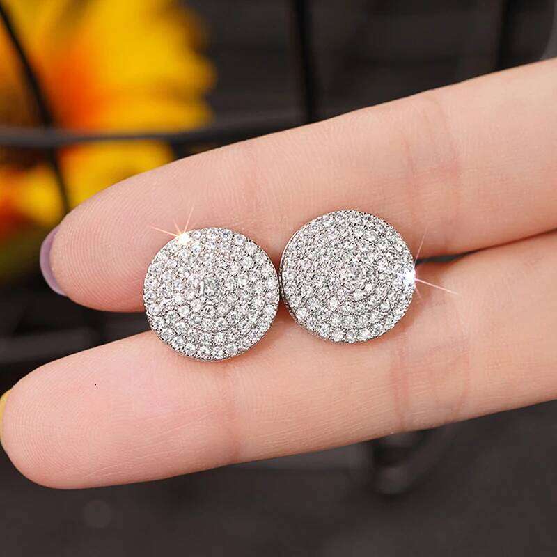 Huitan Round Shape Cubic Zirconia for Women Sparkling Ear Stud Fashion Versatile Female Earrings Statement Jewelry H260309-image-1096881363