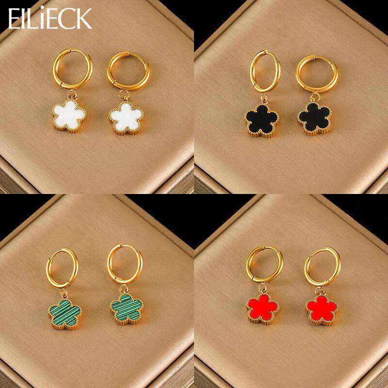 EILIECK 316L Stainless Steel 4-Color Petals Cr Earrings For Women Girl Fashion Ear Dangle Flower Jewelry Holiday Gift Bijoux H260309-image-1096881746