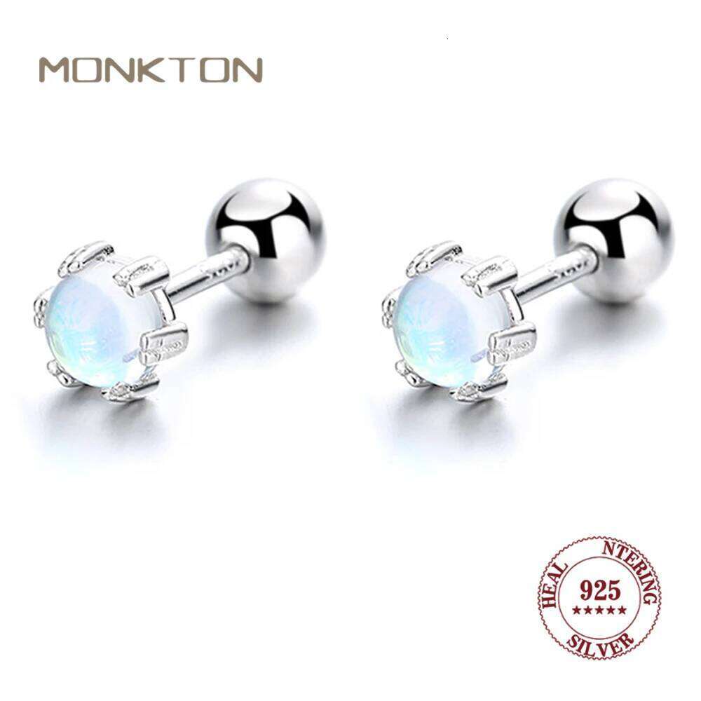 Monkton Natural 925 Sterling Silver Stud Round Moonstone Earrings Jewelry Gift for Women Girls H260309-image-1096883326