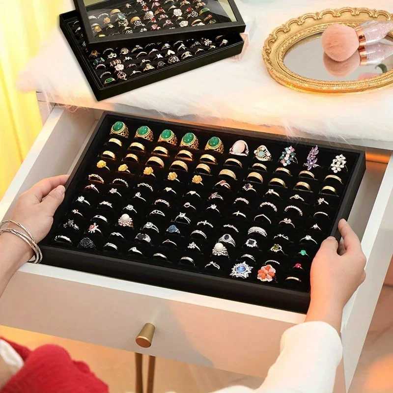 Ring Box Jewelry Display Box Dust-proof Transparent Tape Cover Storage Box Anti-oxidation C260309-image-1096800848