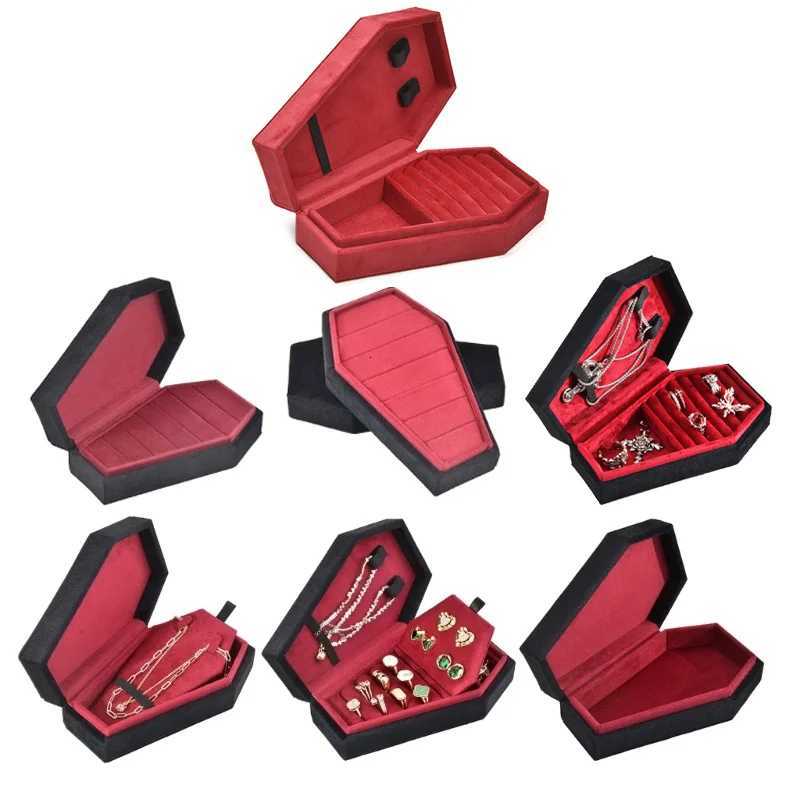 TAIMY Retro Velvet Coffin Shape Jewelry Box Gothic Vampire Red Jewelry Box Portable Ring Necklace Storage Box Fast Delivery C260309-image-1096801450