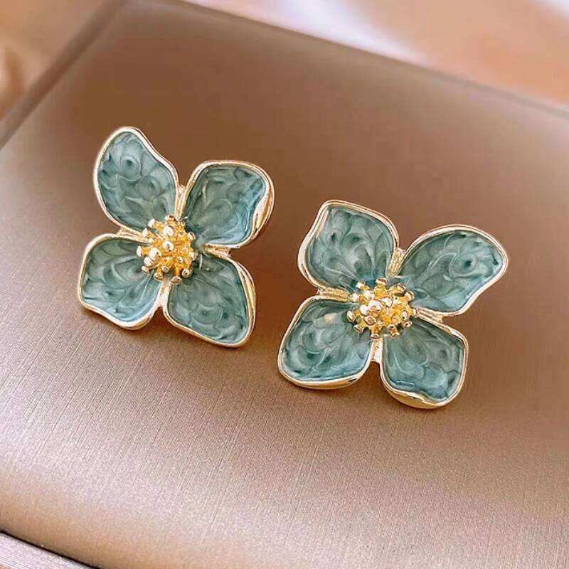 2025 in Enamel Flower Stud for Women Irregular Glaze Korean Fashion Floral Small Earrings Trendy New Jewelry H260309-image-1096883023