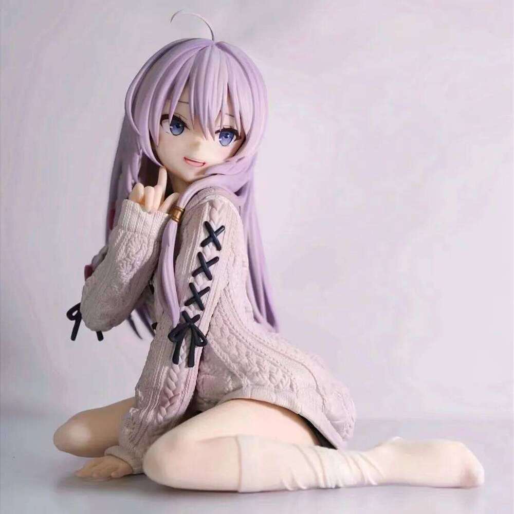 13CM PVC Anime Wandering Witch: The Journey Elaina Knitted Sweater Kneeling Toy Gift Collection Action Figure C260309-image-1096840669