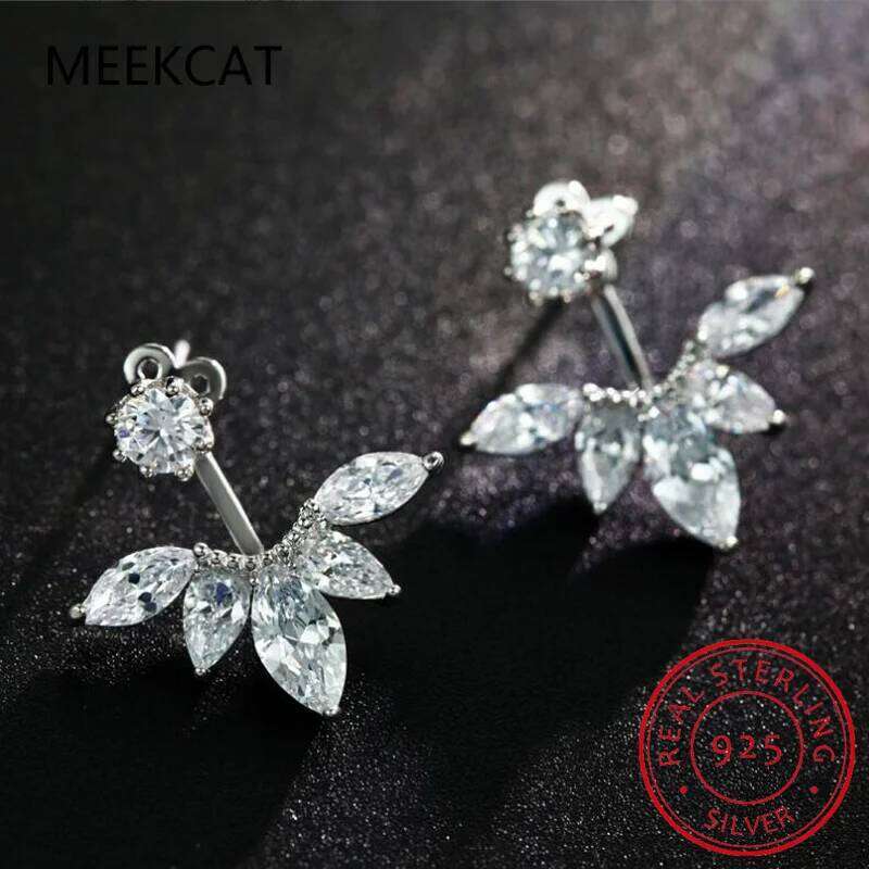 Real 925 Sterling Silver White Zircon Horse Eye Stud Earrings For Women Wedding Trendy Gemstone Fine Jewelry DG0031 H260309-image-1096883562