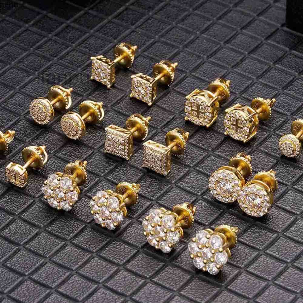 Designer Stud Top 2026 Hommes 10k Plaqué Sier Pin VVS Moissanite Boucles d'oreilles en or véritable Bijoux Cadeaux AA
