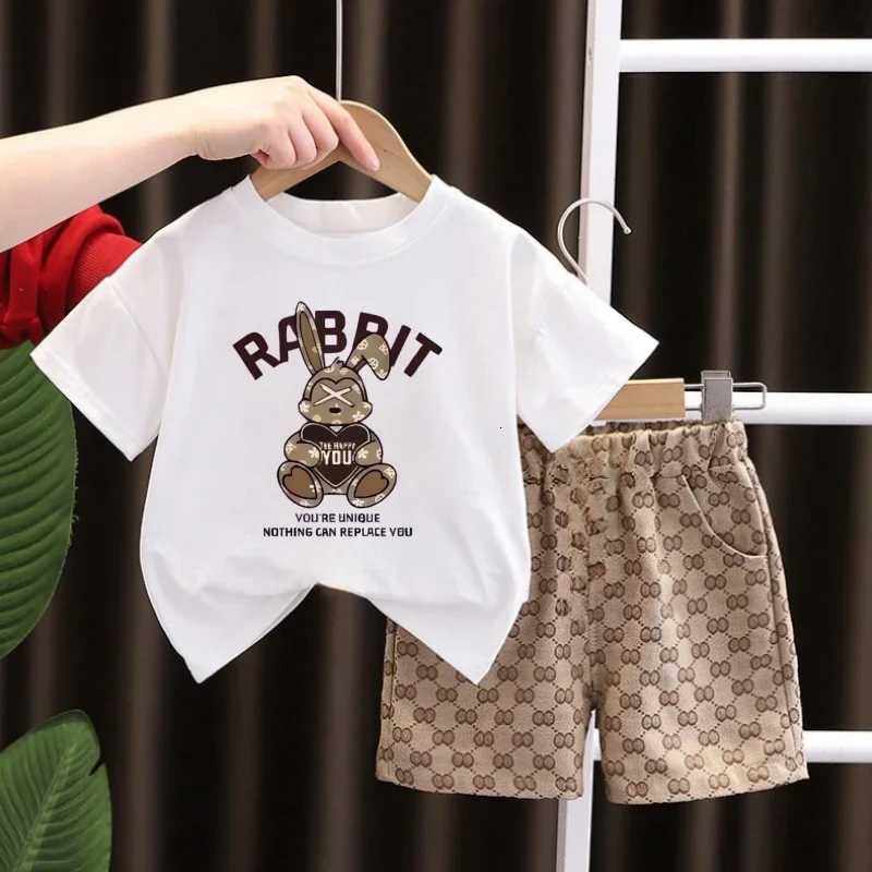 Summer Kids Cartoon Rabbit Outfit Cute Short Sleeve T-Shirt & Shorts 2-Piece Set for Baby Boys GirlsT260310-image-1096957866