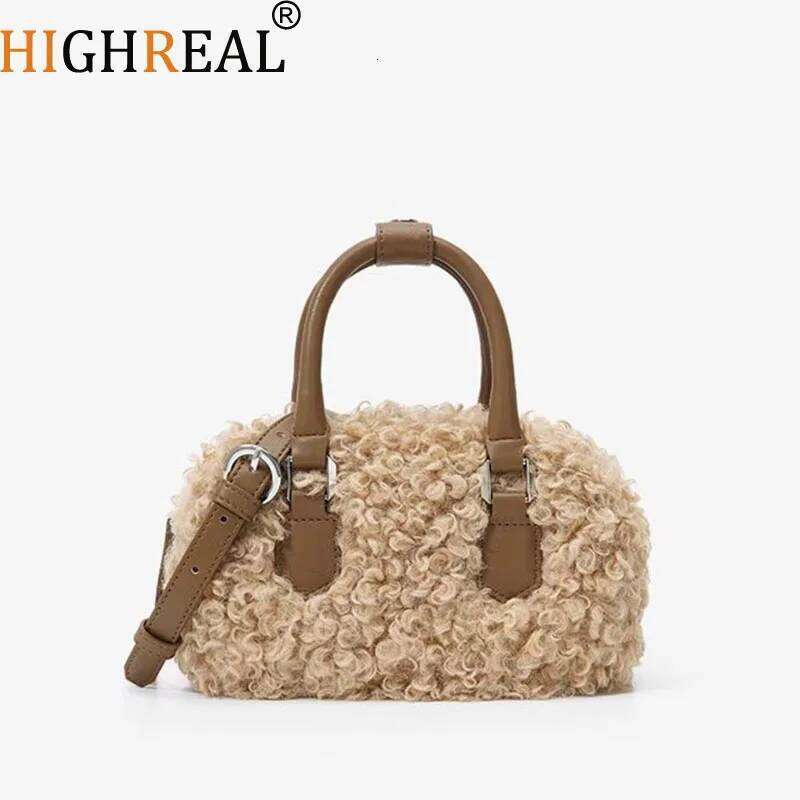 À la mode fourrure d'agneau femmes bandoulière nouveauté oreiller en forme de sac à main automne saison petit sac Design polyvalent XJ260109 XJ26