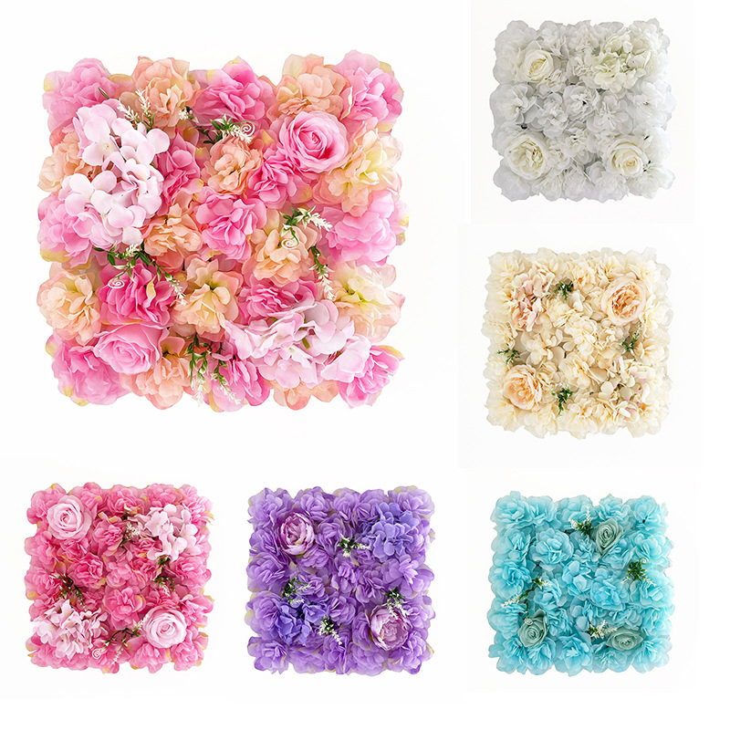 Artificial Silk Rose Hydrangea Floral Panel for Spring Wedding Valentines Day Home Party Backdrop Photography Anniversary Birthday Decor Photo Ba-image-1096930574