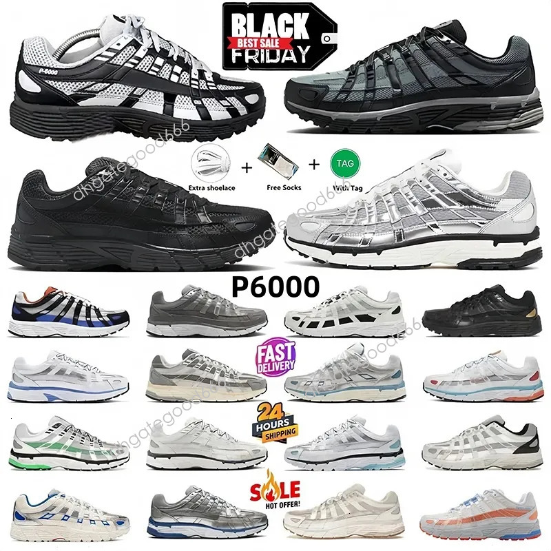 With Box P6000 Running Shoes For Men Women 6000 Designer Trainers Metallic Silver Light Bone Laser Fuchsia Triple Black Burgundy Outdoor Sneakers Si