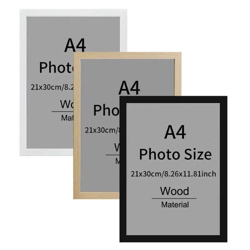 9x11 frame Black White Wooden showcase Photo Frame 21x30cm A4 Poster Canvas Painting Display Stand Picture Wall Decor Frames H260310-image-1097019902