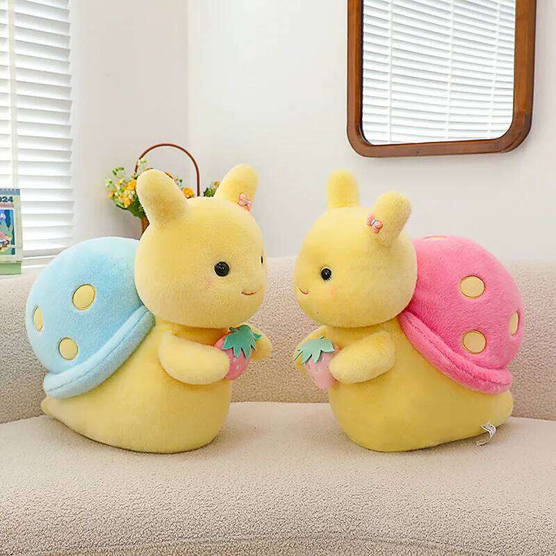 Eight inch cute strawberry plush toys for children's birthday gift girls sleep with the snail pillow L260310-image-1096997673