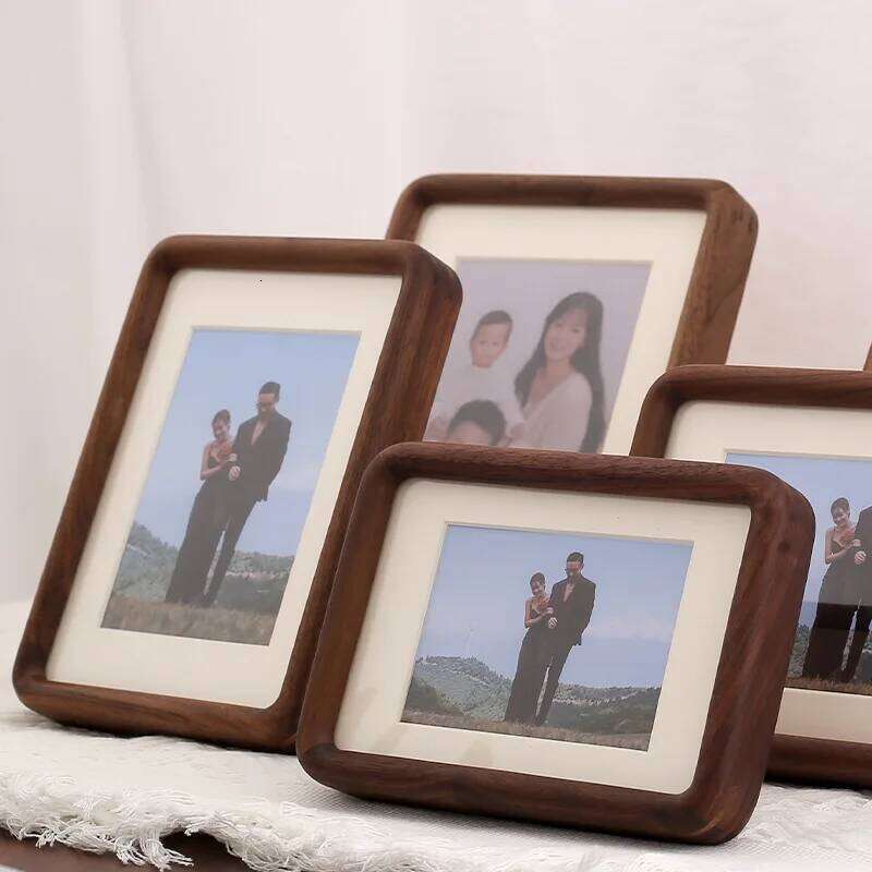 1Pcs Black Walnut Mortise and tenon Rounded Corner Desktop Picture 6/7/8/10 Inches Children's Lovers Family Photo Frame H260310-image-1097014927