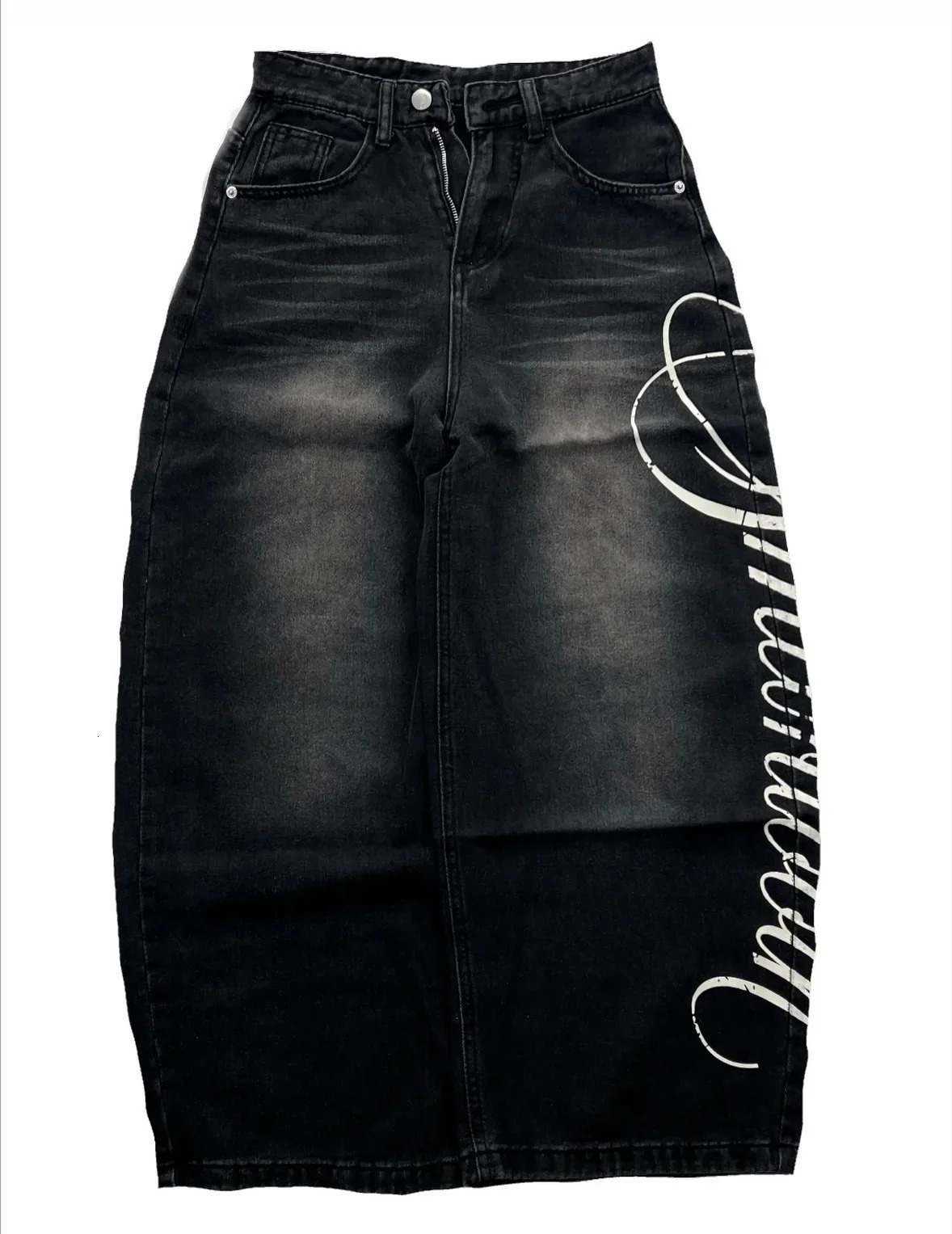Y2K Streetwear Fashion High Quality Letter Printing Baggy Jean Hip Hop Retro Casual Waist Wide Leg Pants 260309