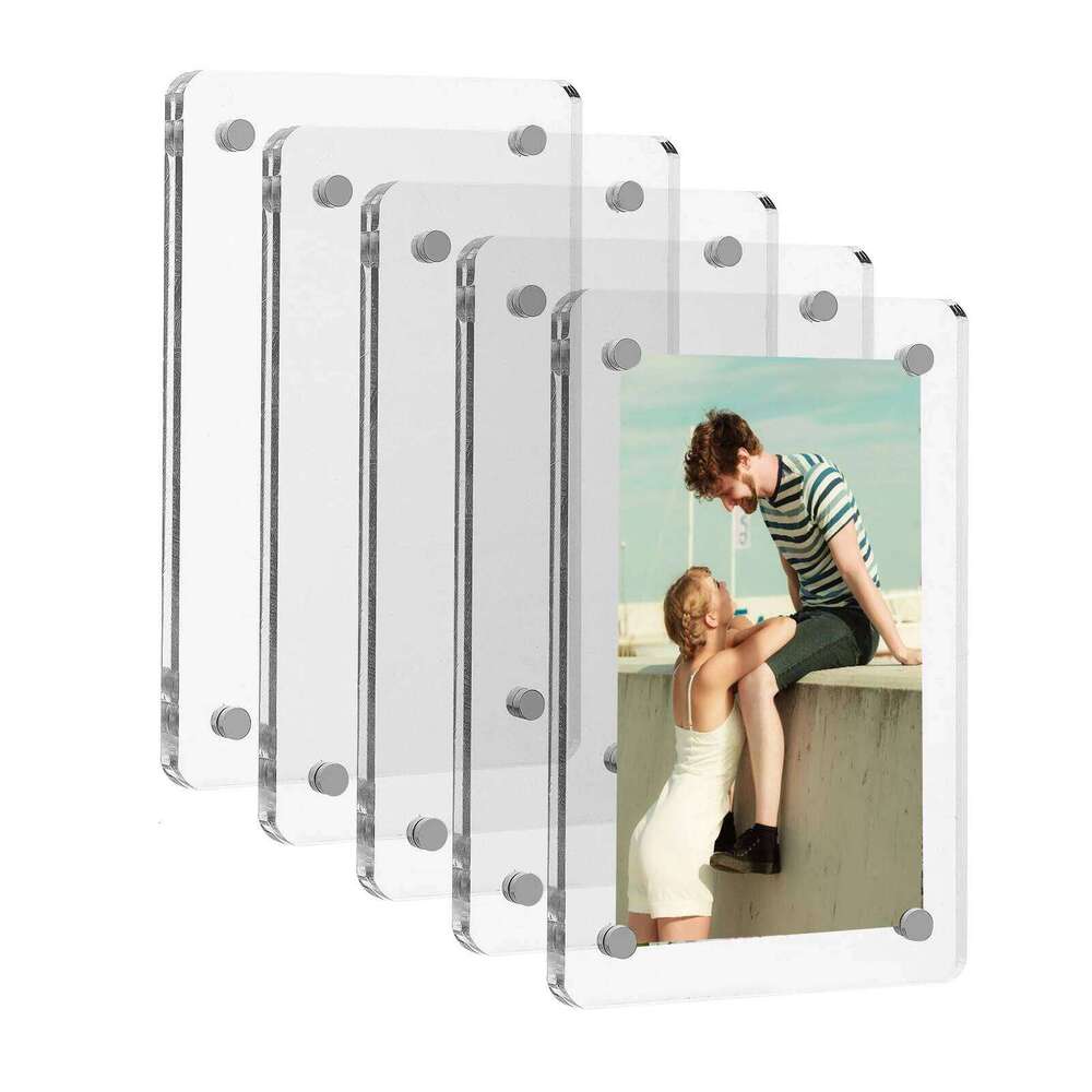 5 Packs Acrylic Fridge Magnetic Instax Frame, 2.46x3.54 Inch Magnet Frame for Refrigerator, Double Sided Mini Picture Frames H260310-image-1097014665