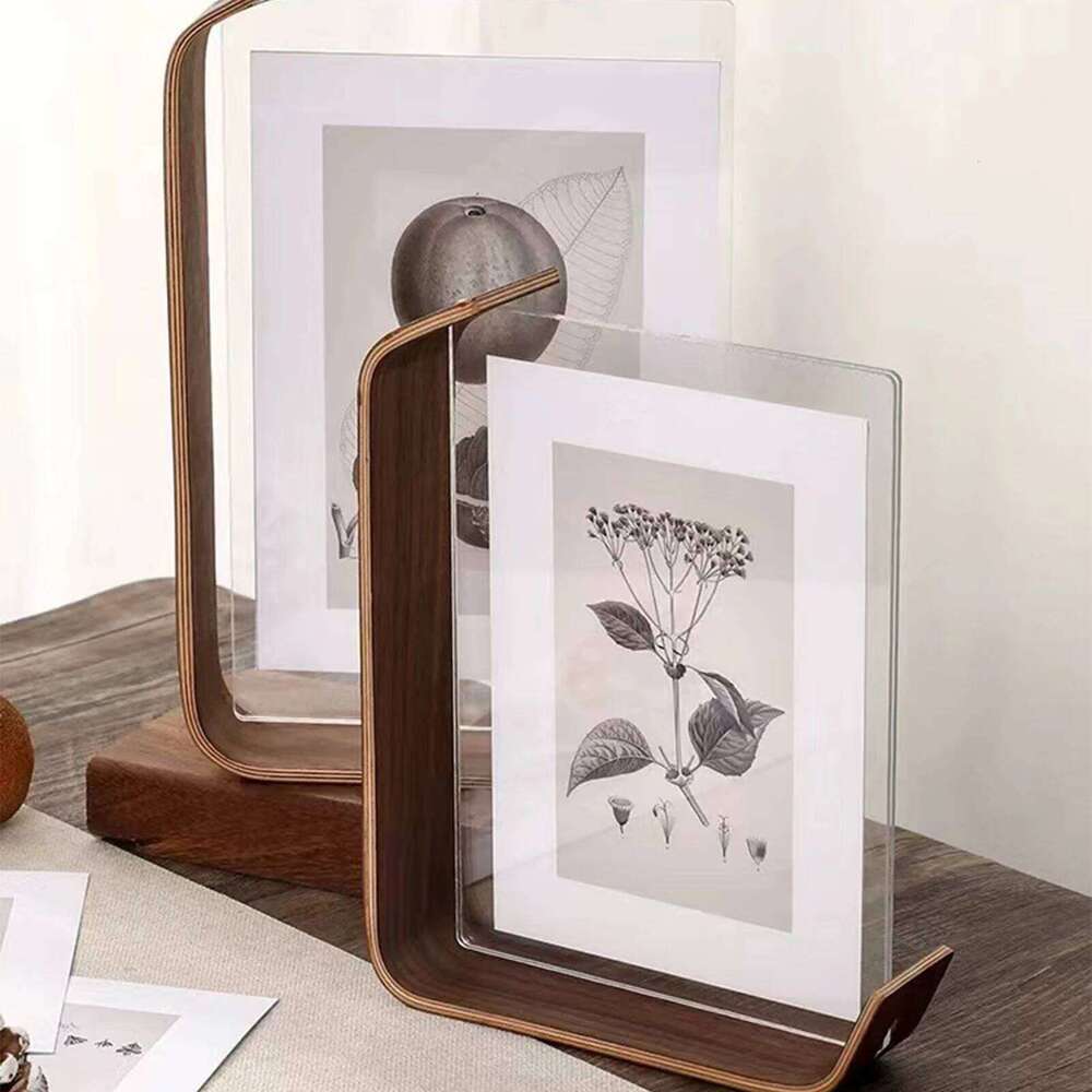 Wooden Phot Desktop Display Pictures Holder Acrylic Frame for Wedding Party Pictur H260310-image-1097014823