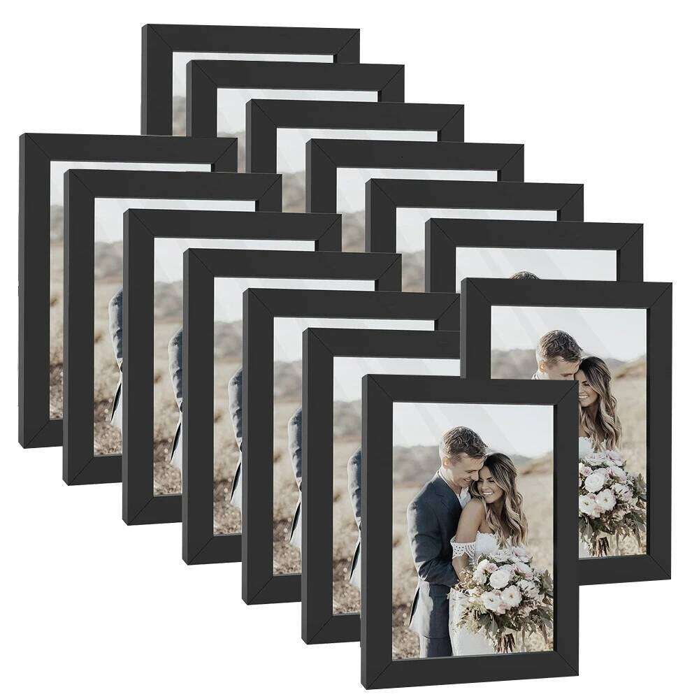 14pcs 4x6 Inch Picture Frames, Wooden Photo Frames without Mat ,Tabletop or Wall Display for Prints, Paintings, Poster H260310-image-1097014667