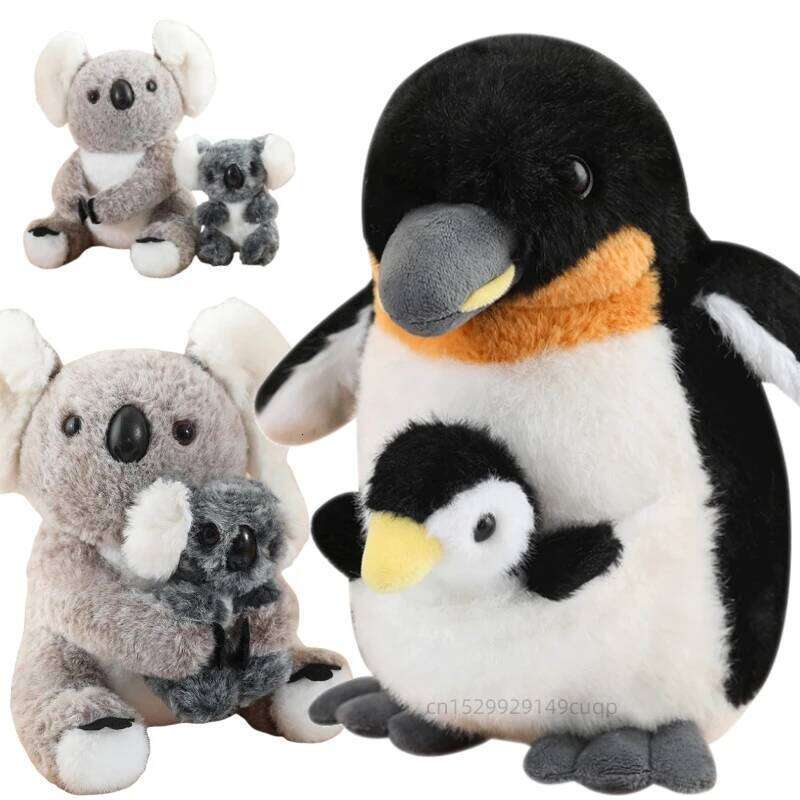 Artificial Creative Mother Child Animal Doll Koala Penguin Breeding Bag Plush Toy Birthday Gift For Boys And Girls L260310-image-1097015284