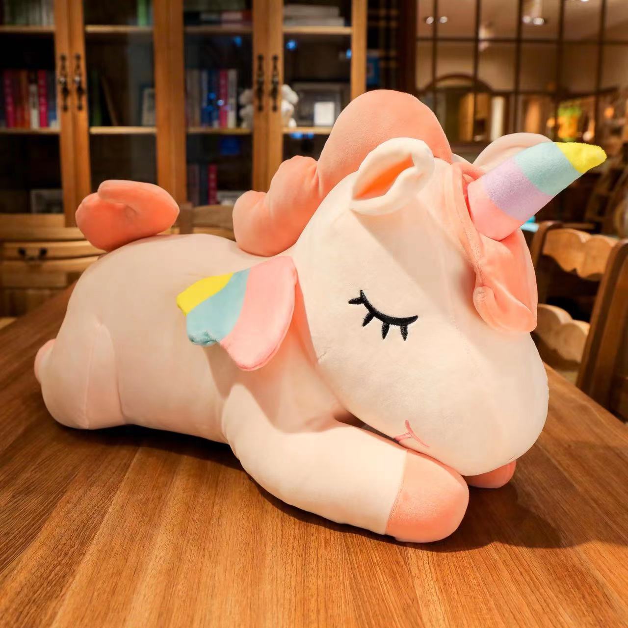 Cute unicorn doll throw pillow girl sleeping big pony doll plush toy-image-1096967445