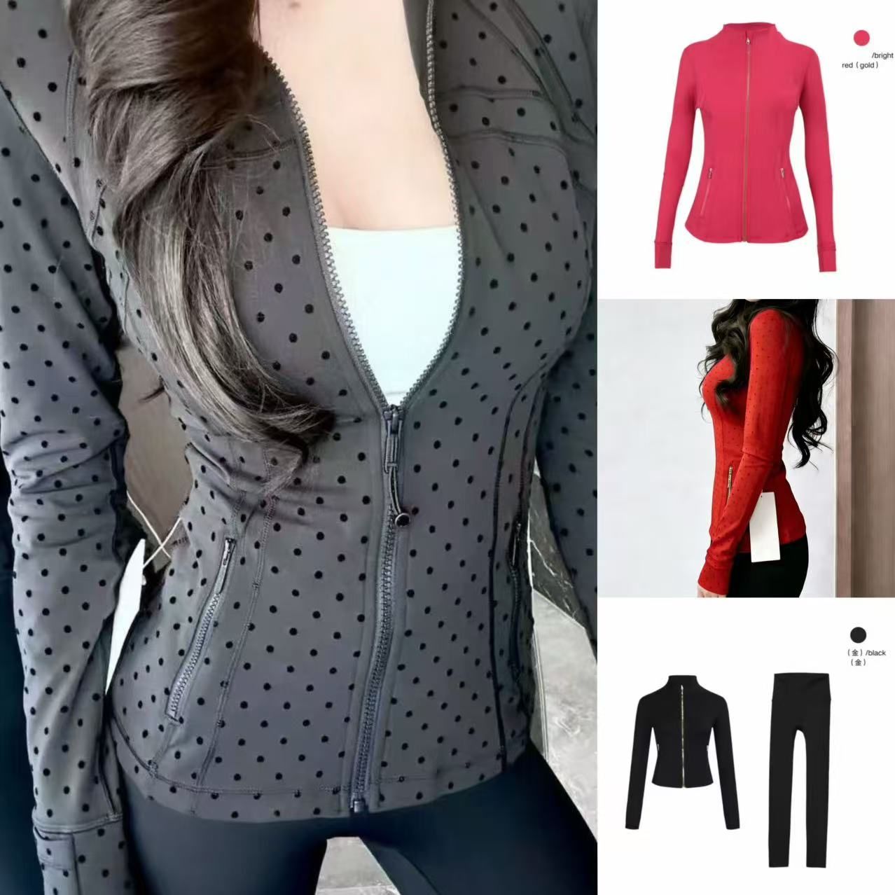 TOP Hot sale Free shipping Women's Yoga Jacket Set - High-Quality Quick-Dry Athletic Gear with Zip-Up Short jacket High-grade Tracksuits Shapin