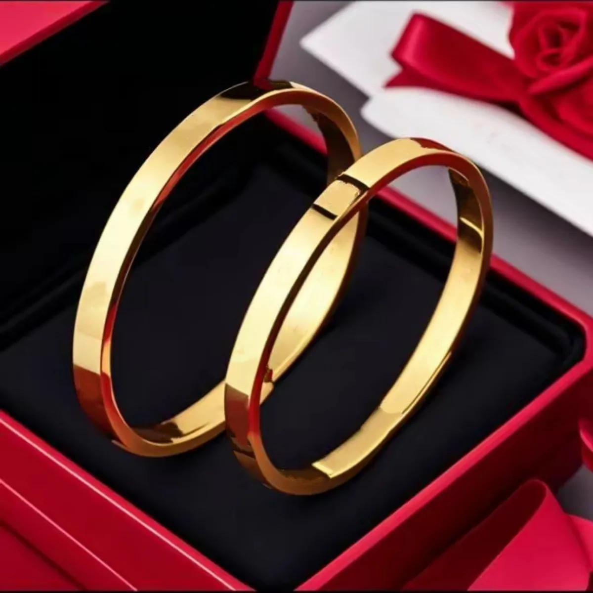 Solid Hard Bangles 6Mm Titanium Steel Diamond Bracelet Luxury For Women 18K Gold Plated women Luxury Bangle Man Designer Screw Cuff Classic Spring J