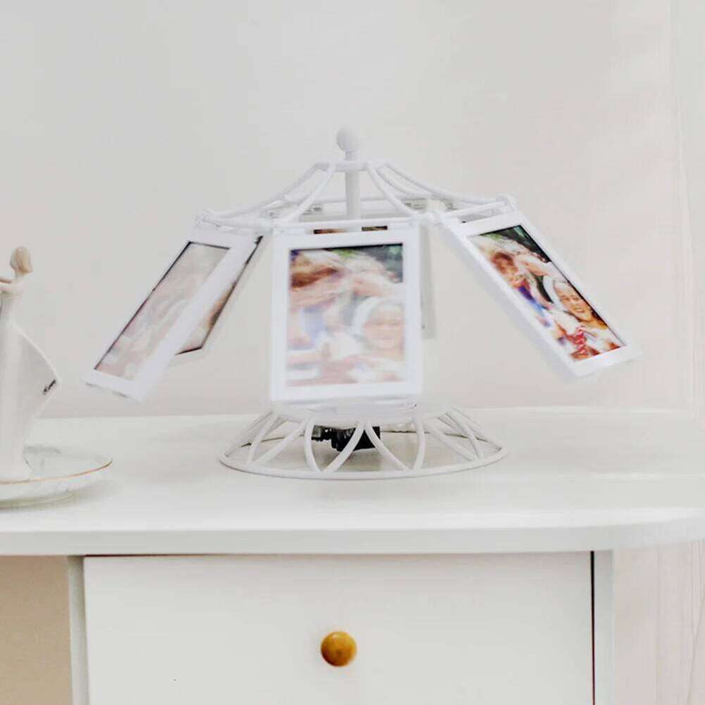 Rotating Picture Photo Display Frame Tabletop Ornament Musical Box Home Decor Birthday Gift Rotatable Stand H260310-image-1097014123