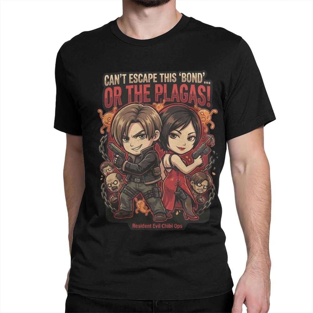 Men Women Leon and Ada RE9 Requiem Chibi Awesome 100% Cotton Tee Shirt Short Sleeve T Shirts O Neck Clothing Summer W260310 f0