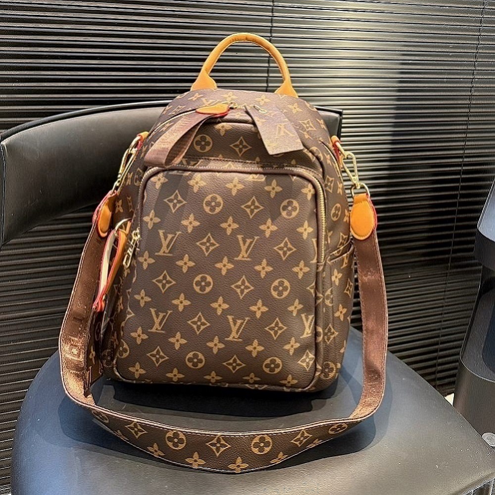 2026 Designer Backpack Luxury Handbag Women's High-Quality Canvas bag Classic Monogram Pattern Adjustable Shoulder Strap Flap Closure with Lock