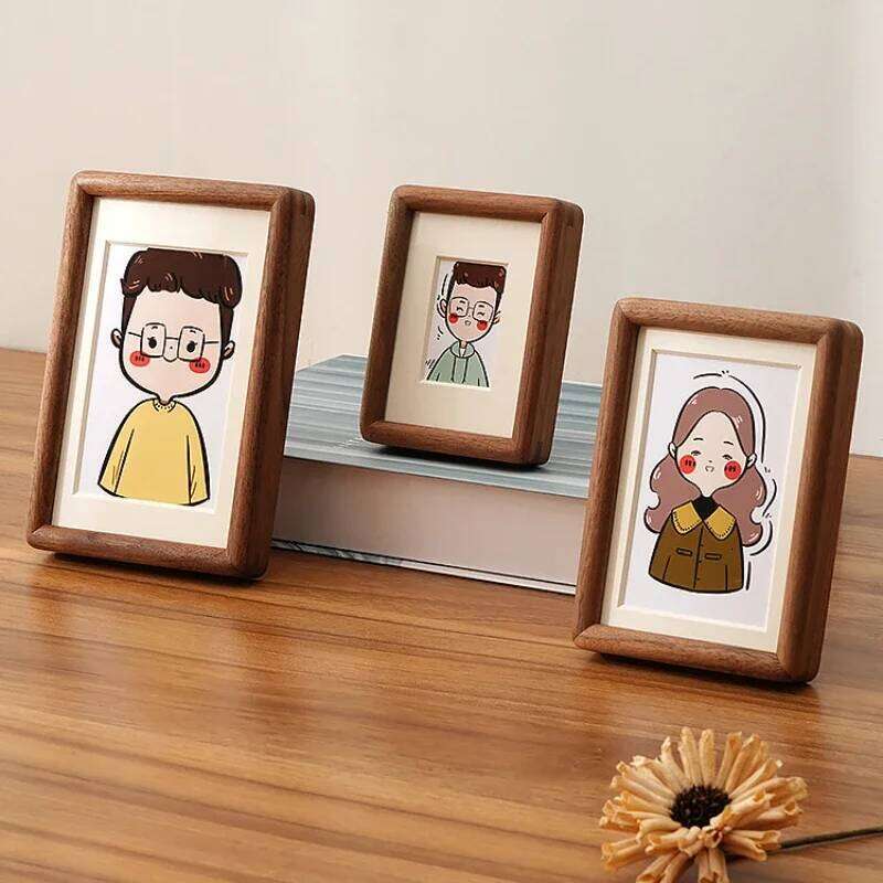 3-10 Inch Mini Solid Wood Photod Family Frame Square Table Children's ID Ornaments Diy Polaroid Home Decor Black Walnut H260310-image-1097019051