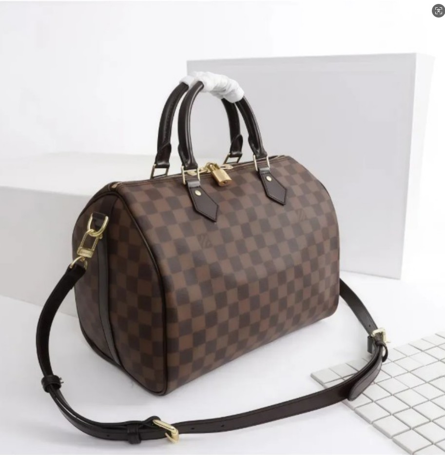 Nouveau Top 3 Tailles Sacs Boston Bandoulière 16 25 30 CM Luxe Femme Mini Sacs à Main Classique Sac Motif Carreau Petit Sac Homme Marron Tote Ore