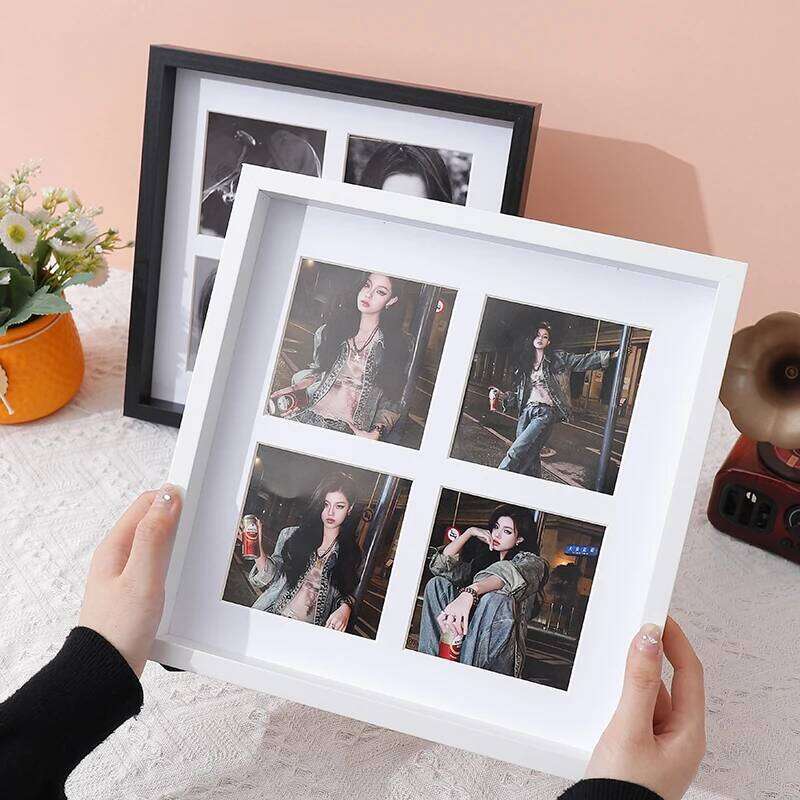 1PC wooden frame collage with 4 openings suitable for wall and table decoration photo frames H260310-image-1097015337