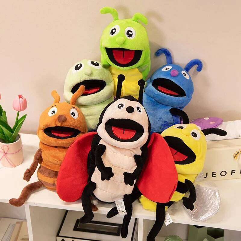 30cm Kid Plush Insects Animal Caterpillar Ladybug Hand Puppets Doll Family Storytelling Role-playing Finger Toy L260310-image-1097010811