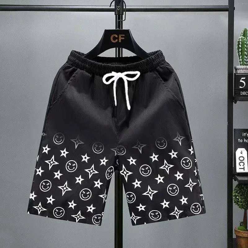 America Y2K Style Street Trendy Shorts Half Solid Color Half Graphic Print Mens Quick-drying Beach Casual Outdoor Exercise MotoT260310