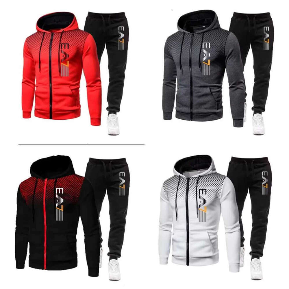Tracksuits New mens warm fitness wear running set Sports suit with hood Mens hooded coat for sports Free shipping Men's Clothing ab