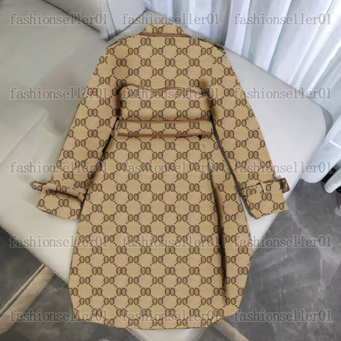designer womens trench coats Women Autumn Windbreaker jacquard letter Loose Belt windCoat Female Casual Patchwork Long jackets M260806