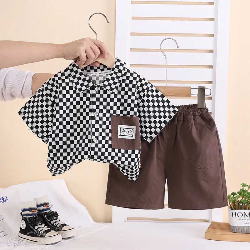New Summer Baby Clothes Suit Children Boys Plaid Shirt Shorts 2Pcs/Sets Infant Clothing Toddler Casual Costume Kids TracksuitsT260310-image-1096949929