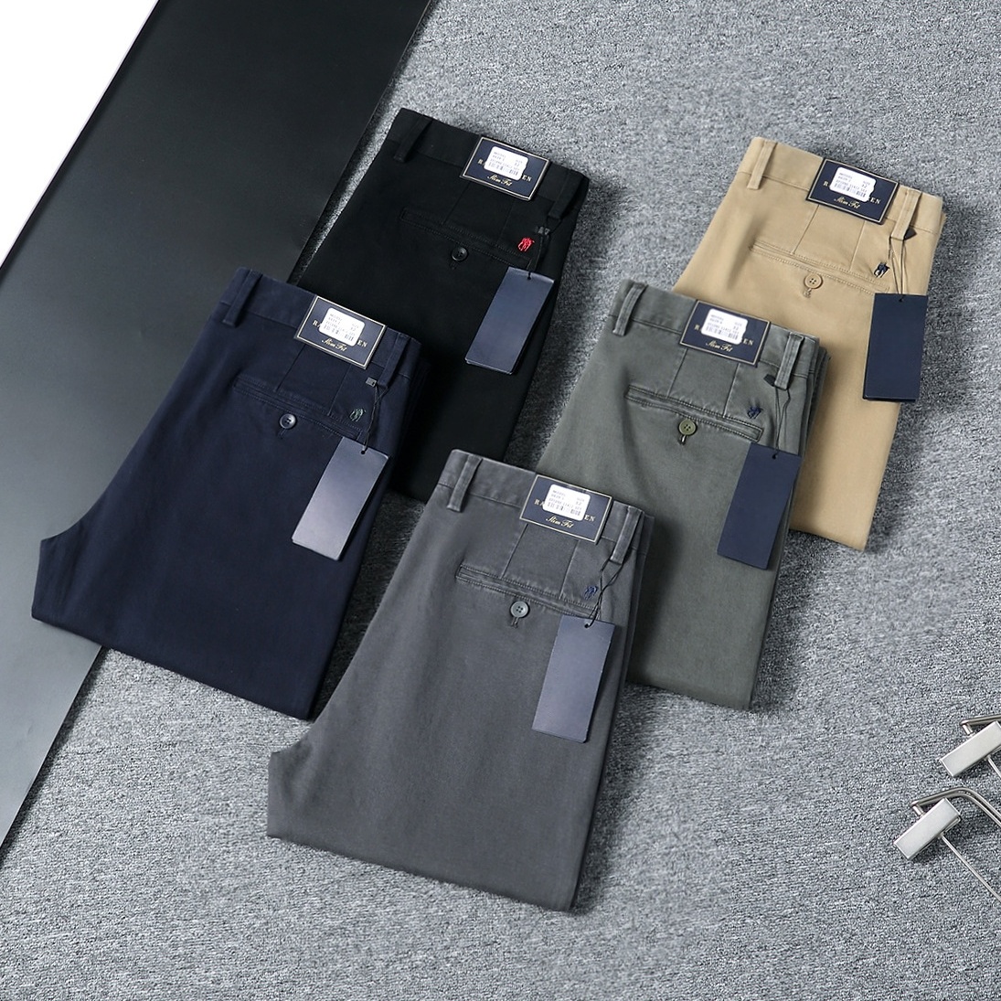 Men's Pants Dress Cotton Chino Slim Fit Flat Front Designer Classic Casual Business Premium Quality